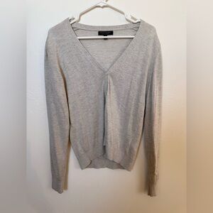 Banana Republic Cashmere Light Gray V-Neck Sweater